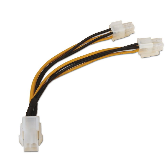 Aisens Cable de Alimentación 4pin/H a 4+4pin/M, 15cm, Negro